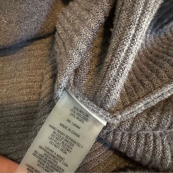 Oversized dropped sleeve rib knit pullover hooded sweater w kangaroo pocket L - Picture 4 of 6